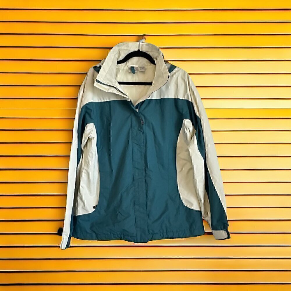 VINTAGE 80s / 90s windbreaker hoodie jacket full zip with pockets women's large